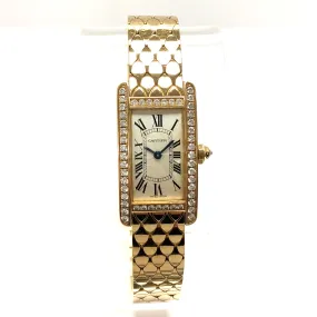 CARTIER Quartz 19mm 18K Rose Gold FACTORY DIAMOND Watch