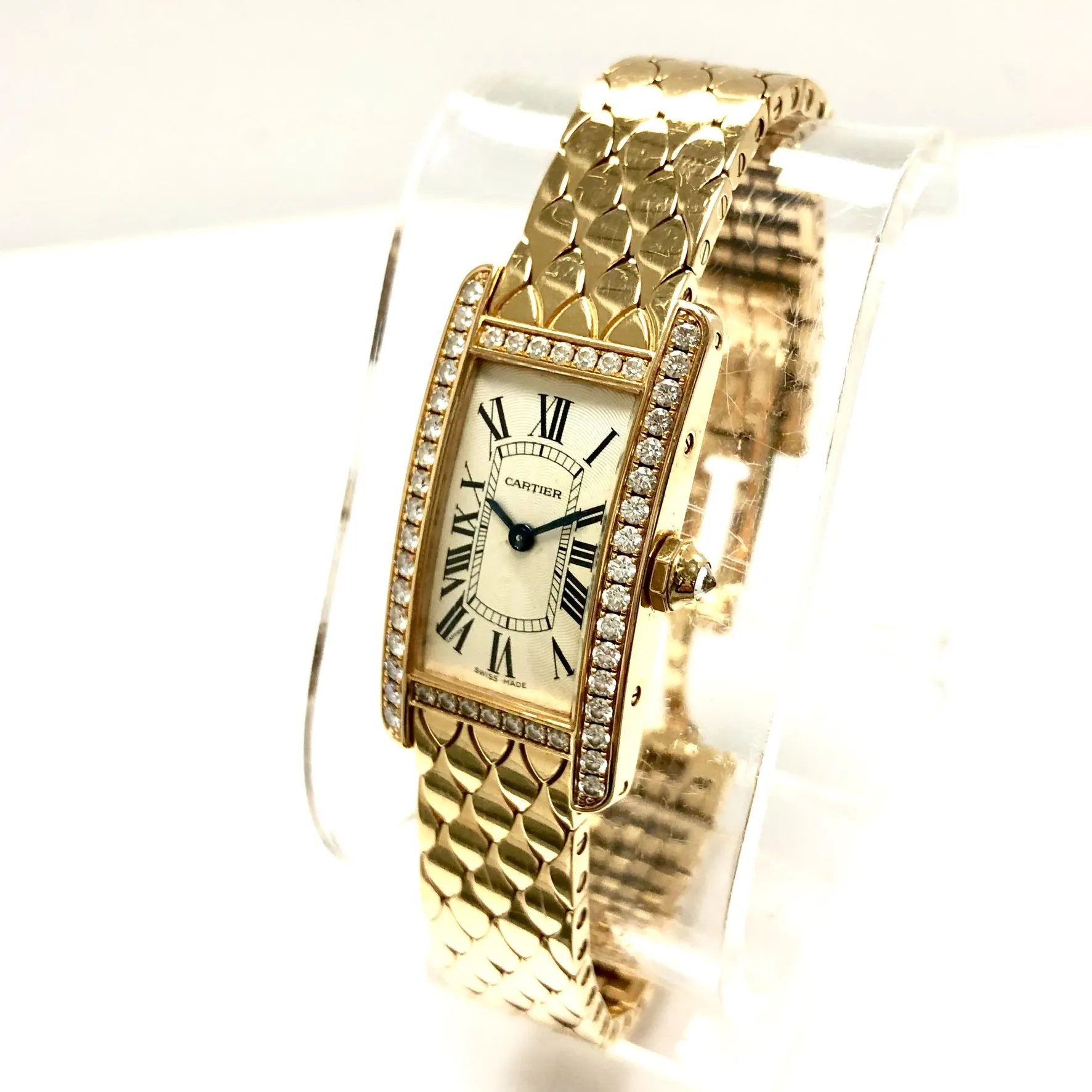 CARTIER Quartz 19mm 18K Rose Gold FACTORY DIAMOND Watch