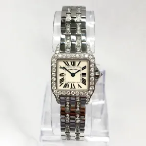 CARTIER SANTOS DEMOISELLE Quartz 20mm Steel 2.25TCW Diamond Watch