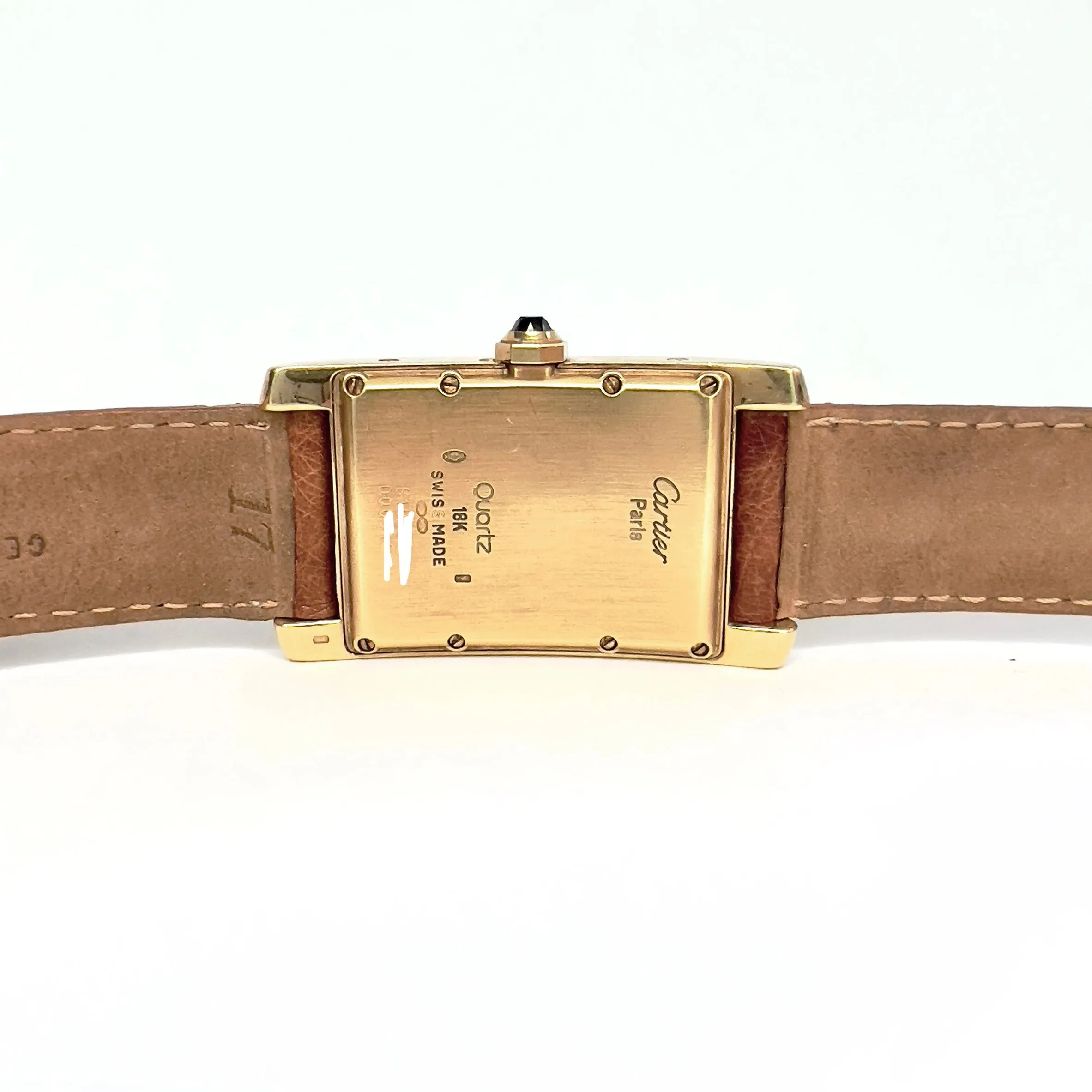 CARTIER TANK AMERICAINE Quartz 18K Yellow Gold Moon Phase Watch