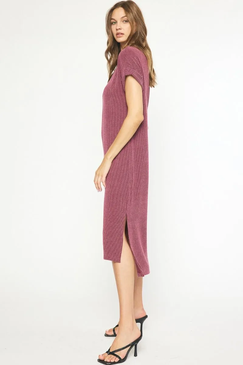 Casual Attitude Wine  Midi Dress