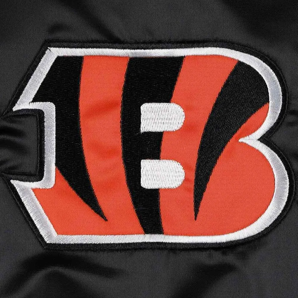 Cincinnati Bengals Midfield Black Varsity Satin Jacket