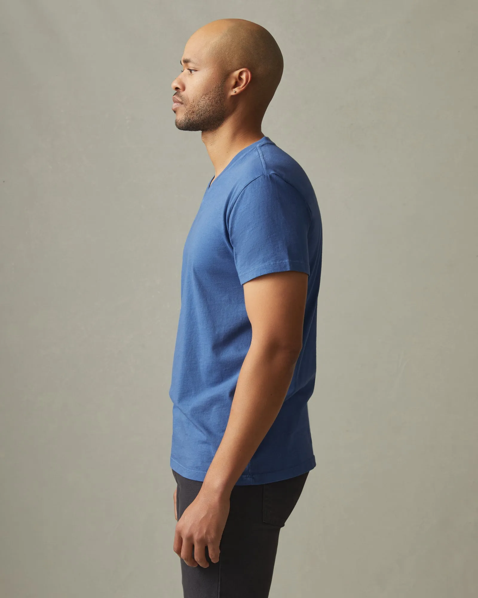 Classic Cotton V-Neck Tee - Harbor Blue