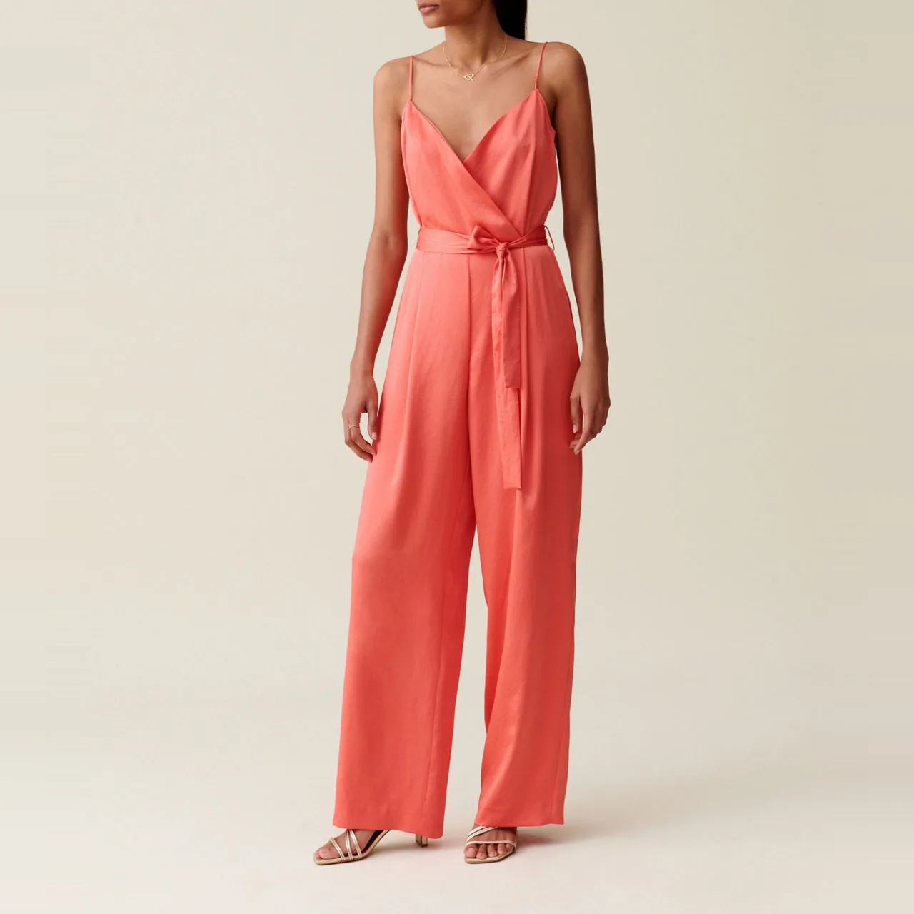 CLAUDIE PIERLOT Belted Wide-Leg Jumpsuit - Yellow