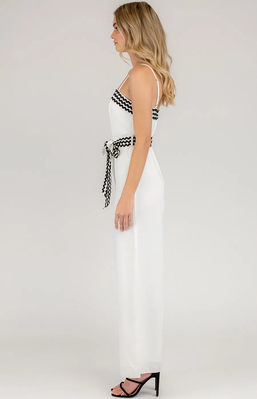 Contrast Trim Wide Leg Jumpsuit (AJP894A)