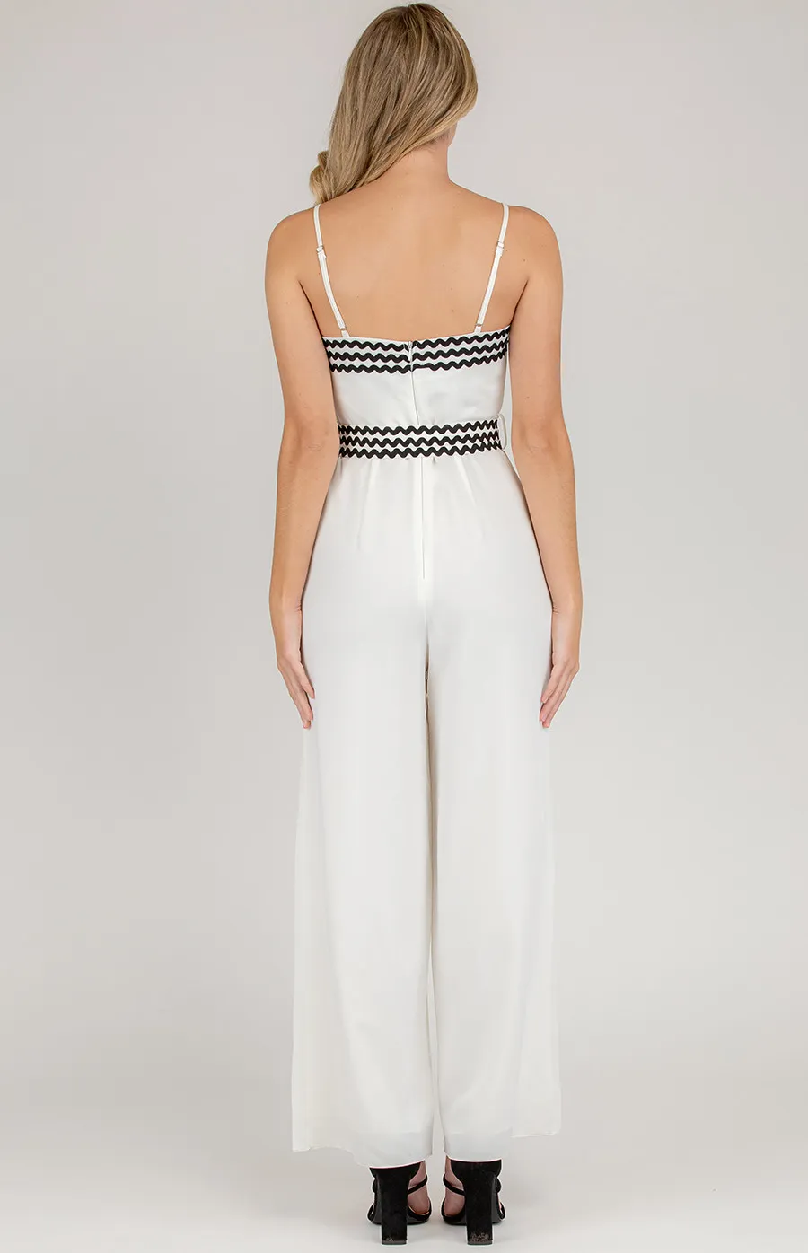 Contrast Trim Wide Leg Jumpsuit (AJP894A)