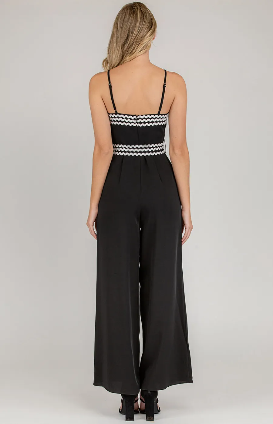 Contrast Trim Wide Leg Jumpsuit (AJP894A)