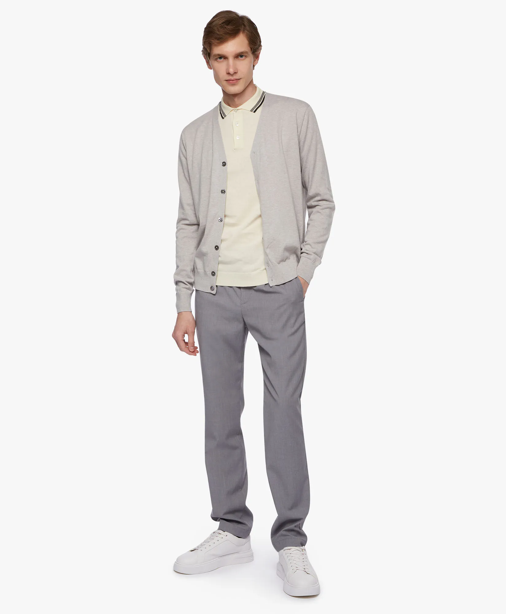 Cotton and Cashmere Cardigan in Off white for Men | Brooks Brothers® UK