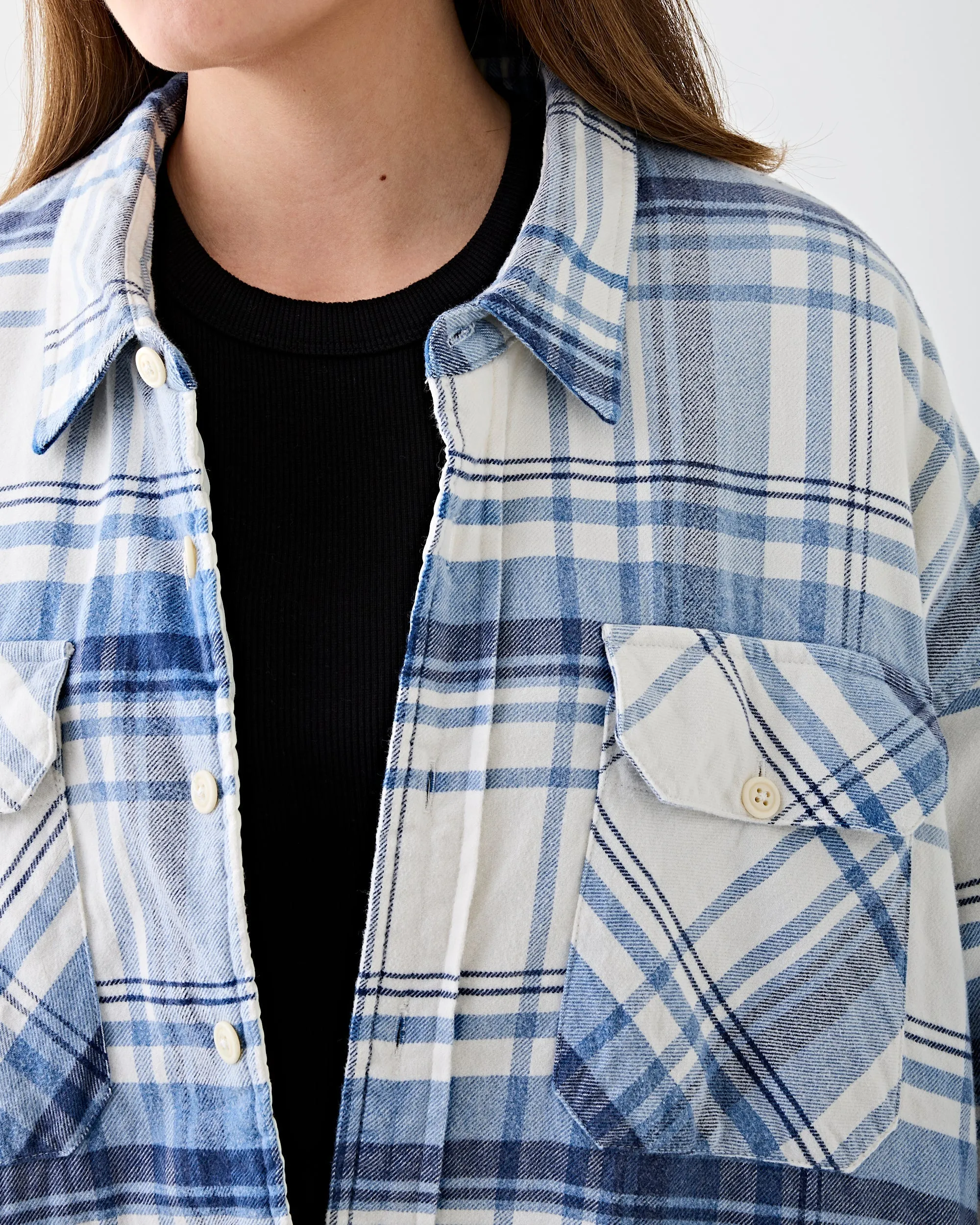 CPO Shirt Jacket Ecru/Blue Plaid