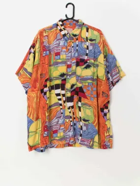 Crazy vintage shirt with bold abstract pattern – 2XL