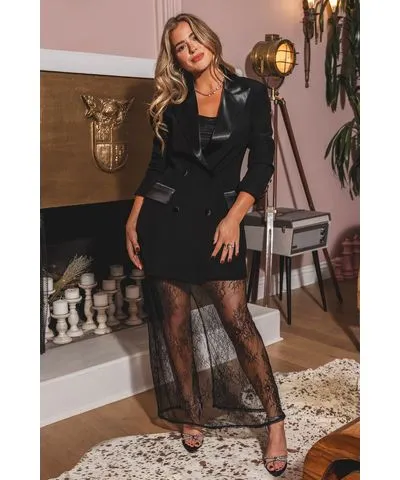 Cupshe x JoJo Midnight Black Mini Blazer Dress