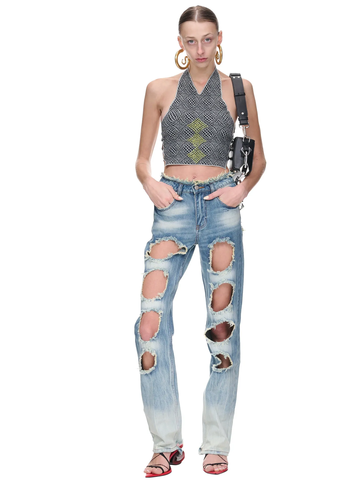 CUT-OUT JEANS (RSS23WV10B-BLUE-DENI