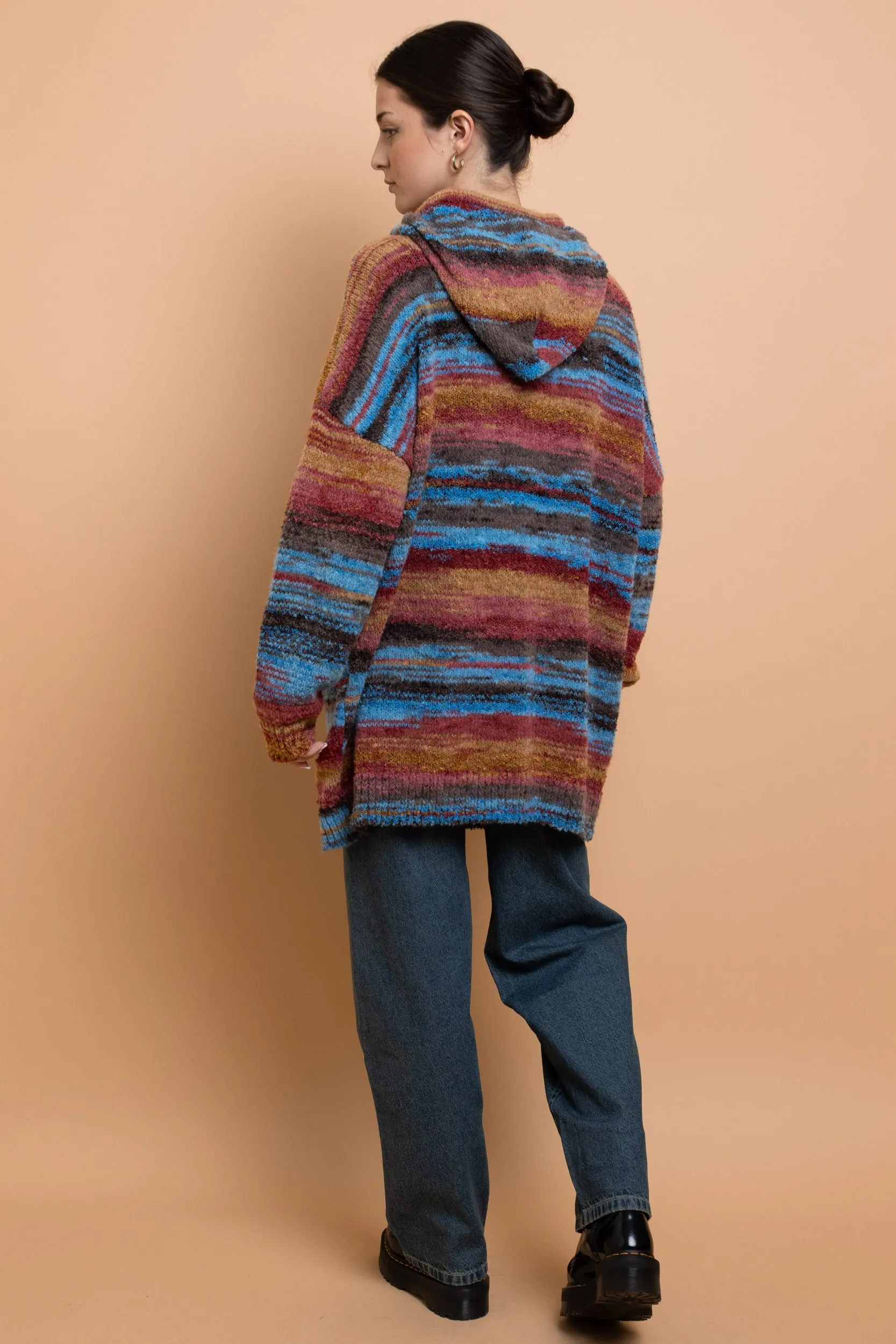 Daisy Street Space Dye Hooded Sweater With Kangaroo Pocket