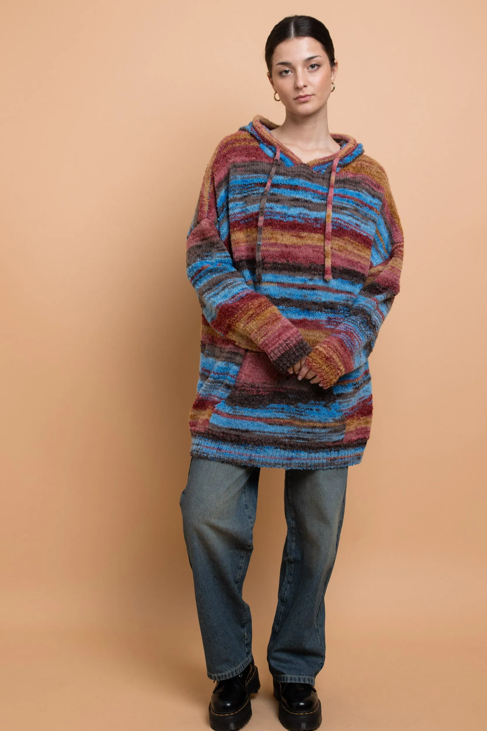 Daisy Street Space Dye Hooded Sweater With Kangaroo Pocket