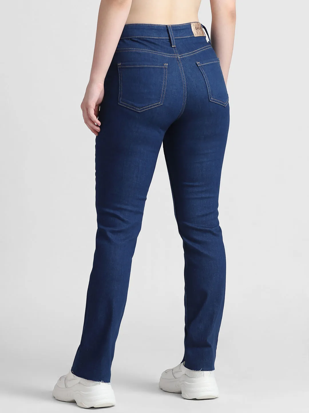 Dark Blue Mid Rise Flared Fit Jeans