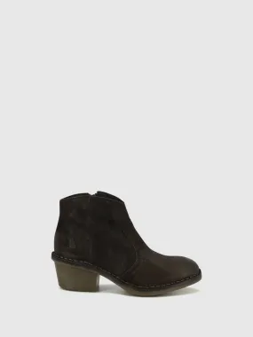 Dark Brown Zip Up Ankle Boots