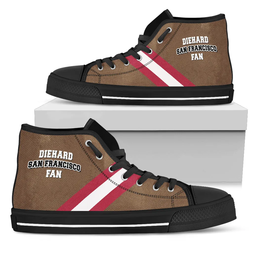 Diehard San Francisco Fan Sports High Top Shoes Brown Black