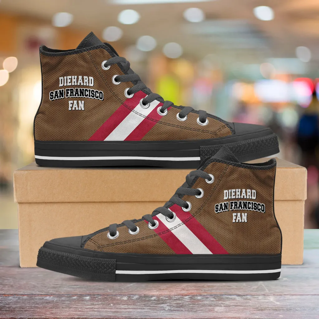 Diehard San Francisco Fan Sports High Top Shoes Brown Black