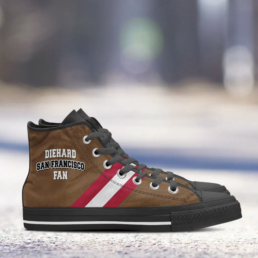 Diehard San Francisco Fan Sports High Top Shoes Brown Black