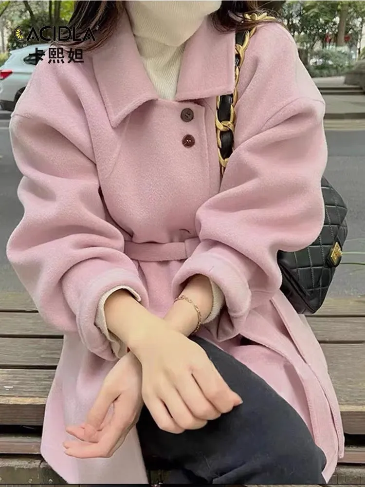 Double-sided cashmere coat women's short woolen coat 2023 winter new high-end small woolen coat