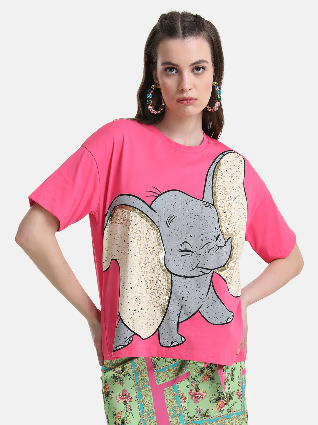 Dumbo Graphic Print T-Shirt With Sequin