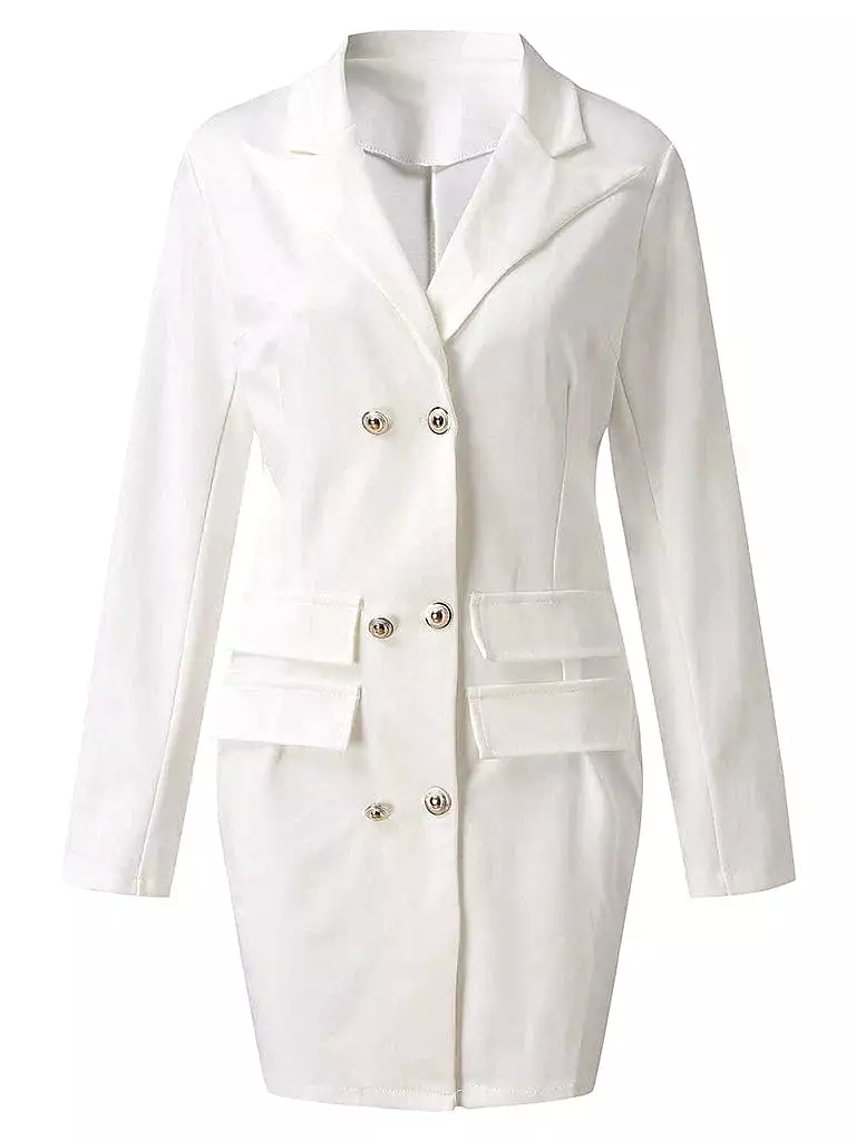 Elegant Women's Professional Black and White Blazer Dress