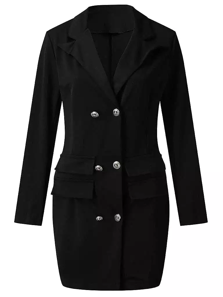 Elegant Women's Professional Black and White Blazer Dress