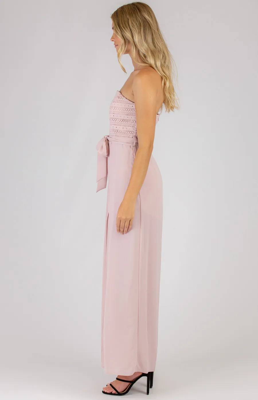  Embroidery Strapless Split Leg Jumpsuit (SJP401A)