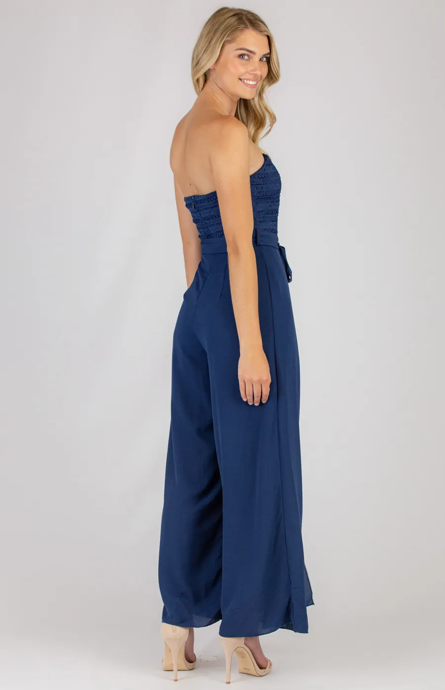  Embroidery Strapless Split Leg Jumpsuit (SJP401A)