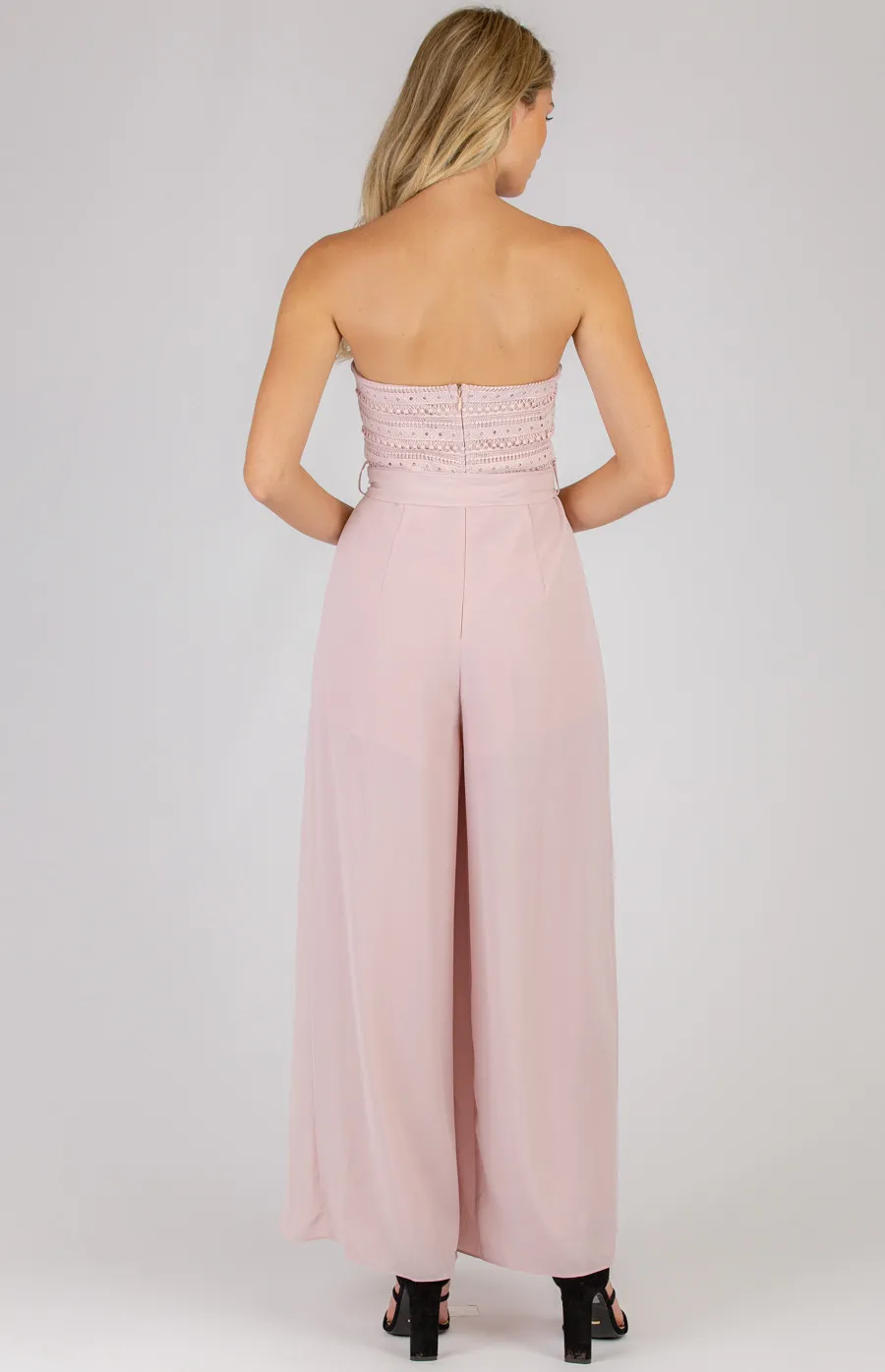  Embroidery Strapless Split Leg Jumpsuit (SJP401A)