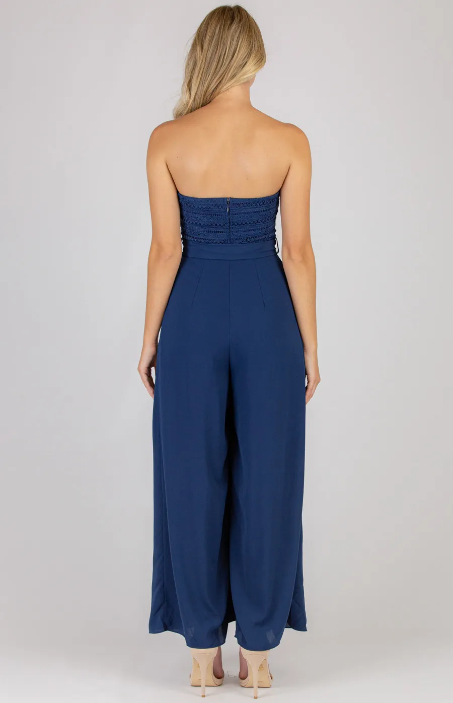  Embroidery Strapless Split Leg Jumpsuit (SJP401A)