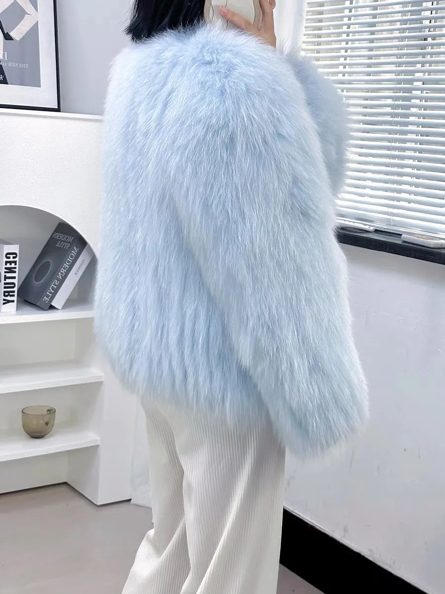 [Encrypted] Imported fox fur woven fur coat for women 2023 autumn and winter new style small short style young style