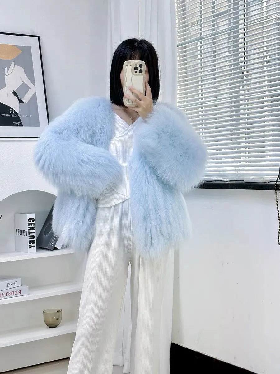 [Encrypted] Imported fox fur woven fur coat for women 2023 autumn and winter new style small short style young style