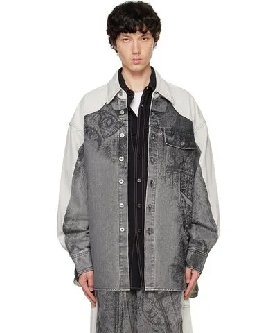 Feng Chen Wang Gray Printed Denim Jacket