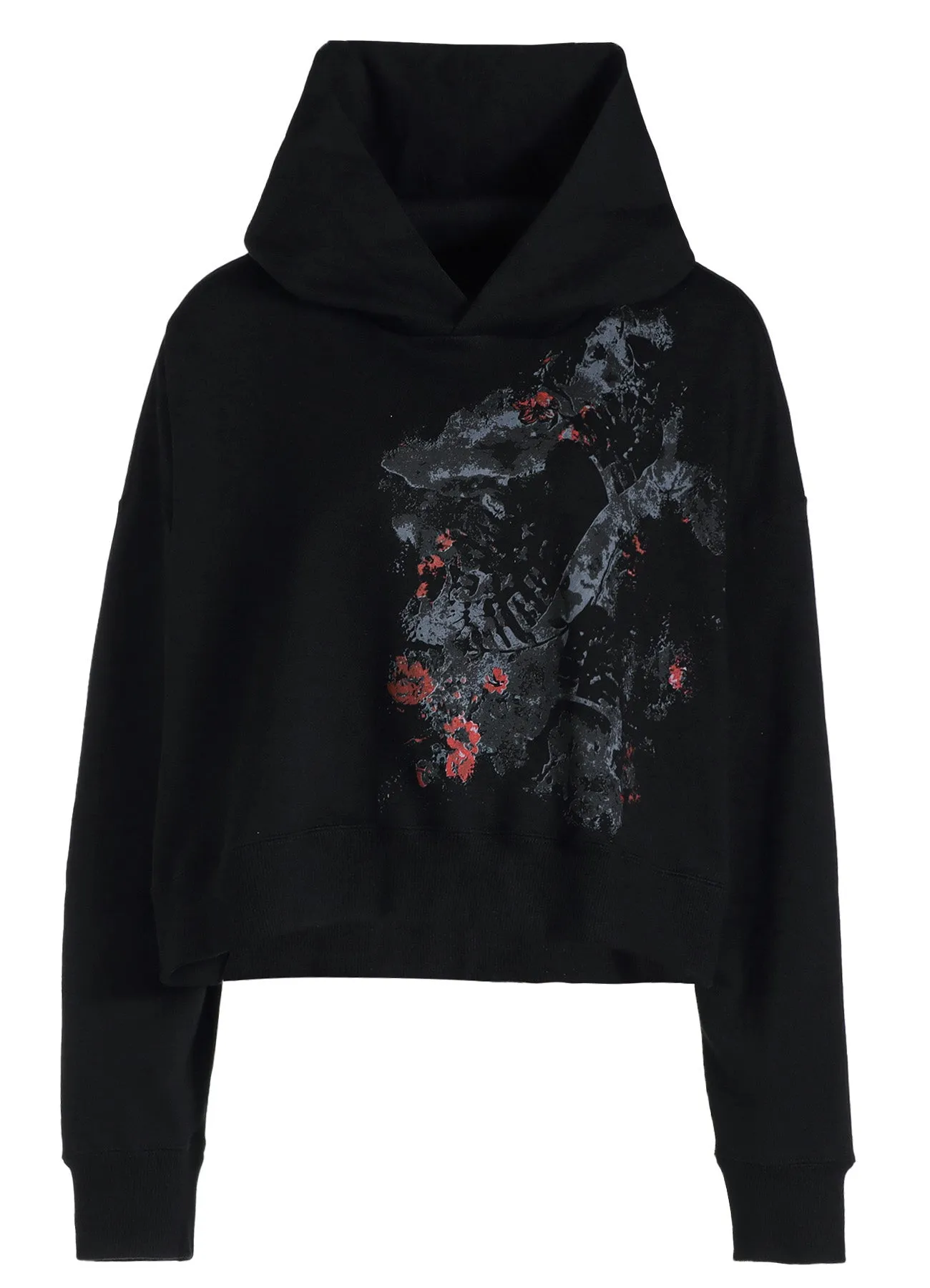 FLOWER + FOOTPRINT CROPPED HOODIE