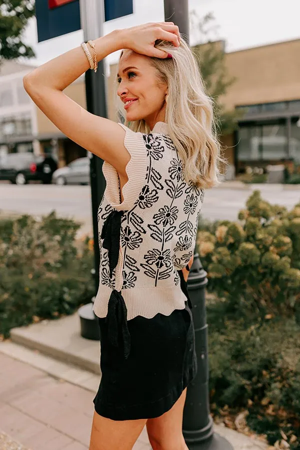 Front Porch Sippin' Floral Sweater Top in Cream