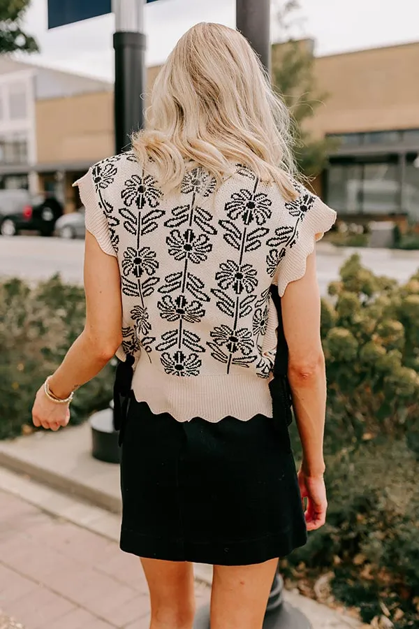 Front Porch Sippin' Floral Sweater Top in Cream