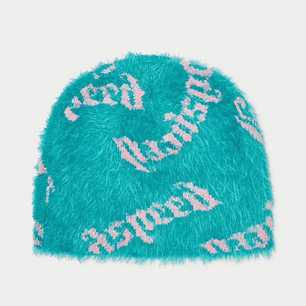 Fuzzy logo Beanie (Teal Pink)