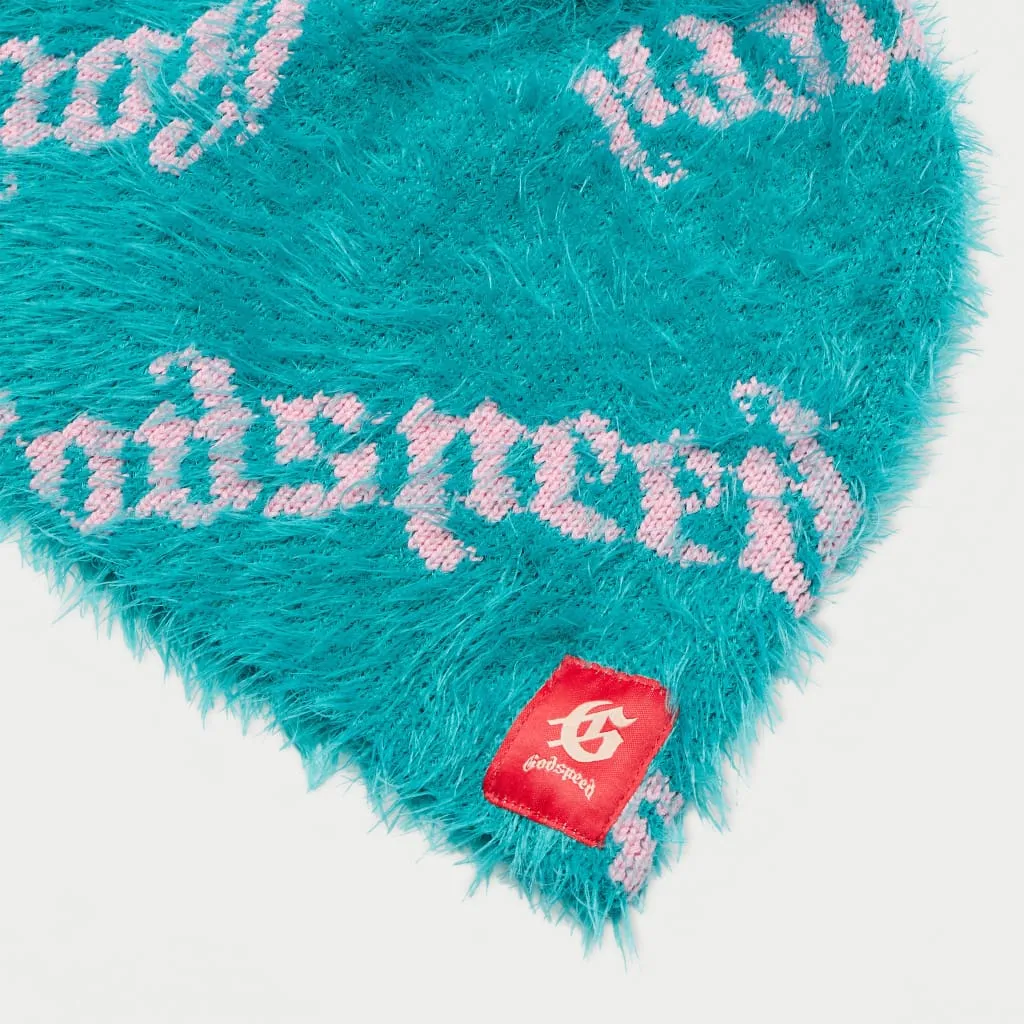 Fuzzy logo Beanie (Teal Pink)