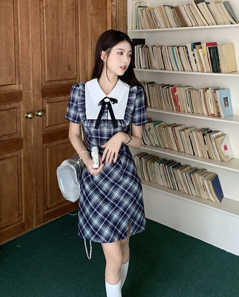 Genevieve Dark Academia Plaid Dress