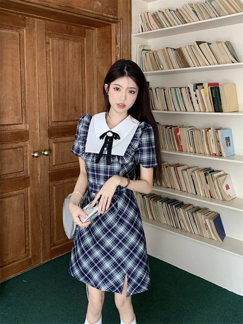 Genevieve Dark Academia Plaid Dress