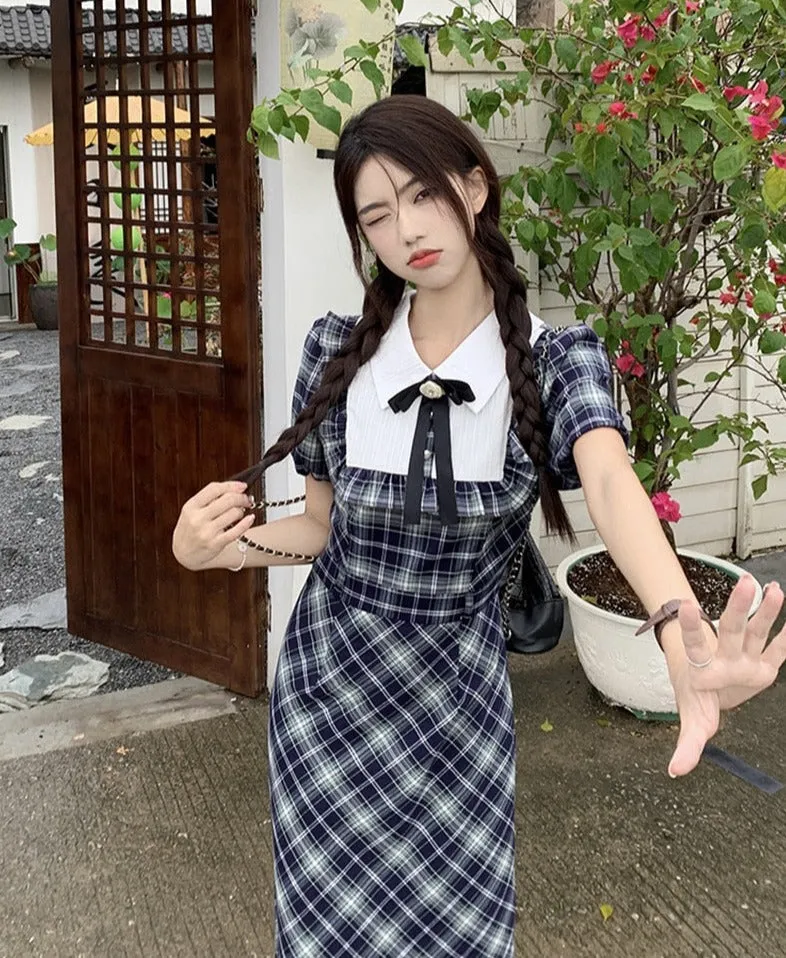 Genevieve Dark Academia Plaid Dress