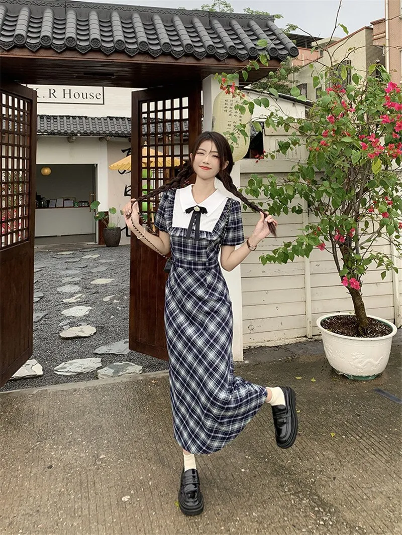 Genevieve Dark Academia Plaid Dress