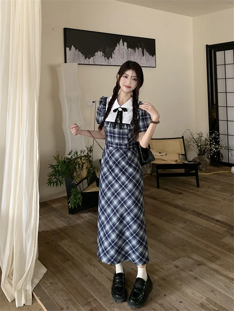 Genevieve Dark Academia Plaid Dress