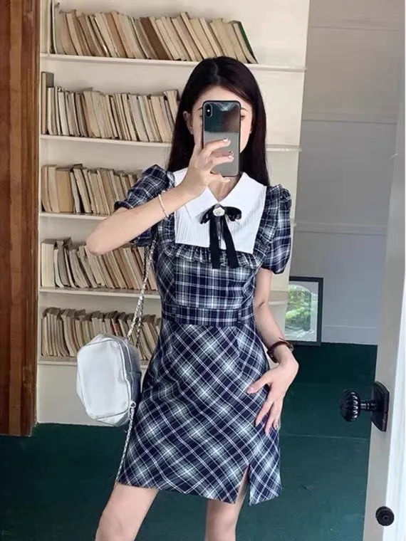 Genevieve Dark Academia Plaid Dress