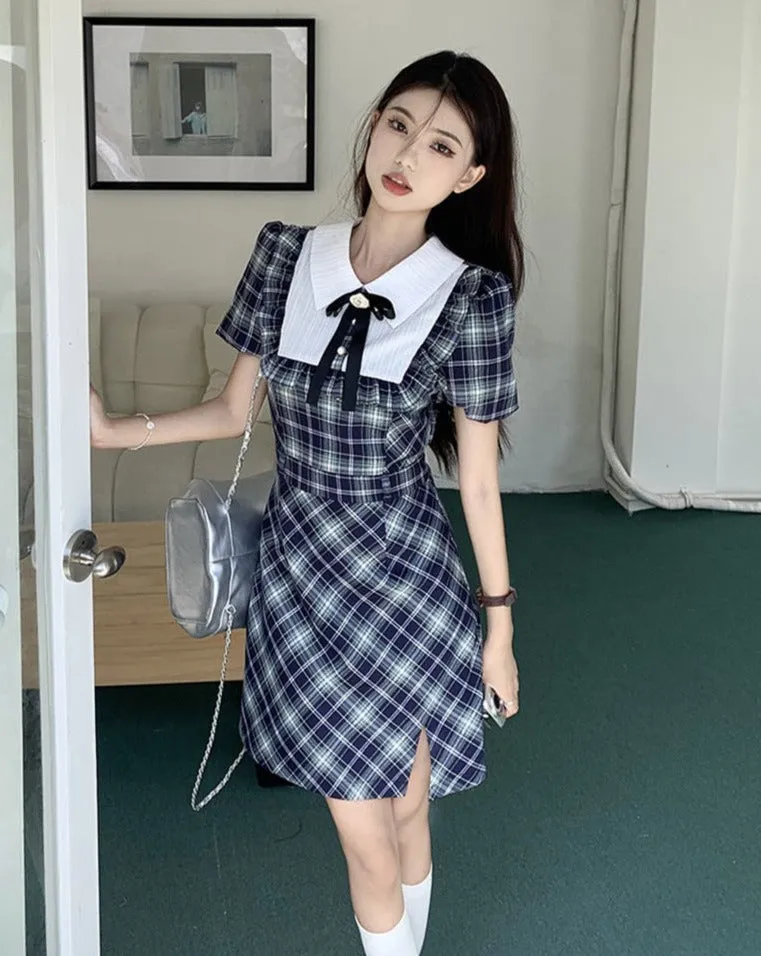 Genevieve Dark Academia Plaid Dress