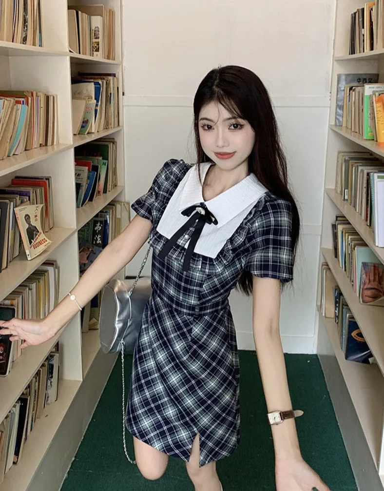 Genevieve Dark Academia Plaid Dress