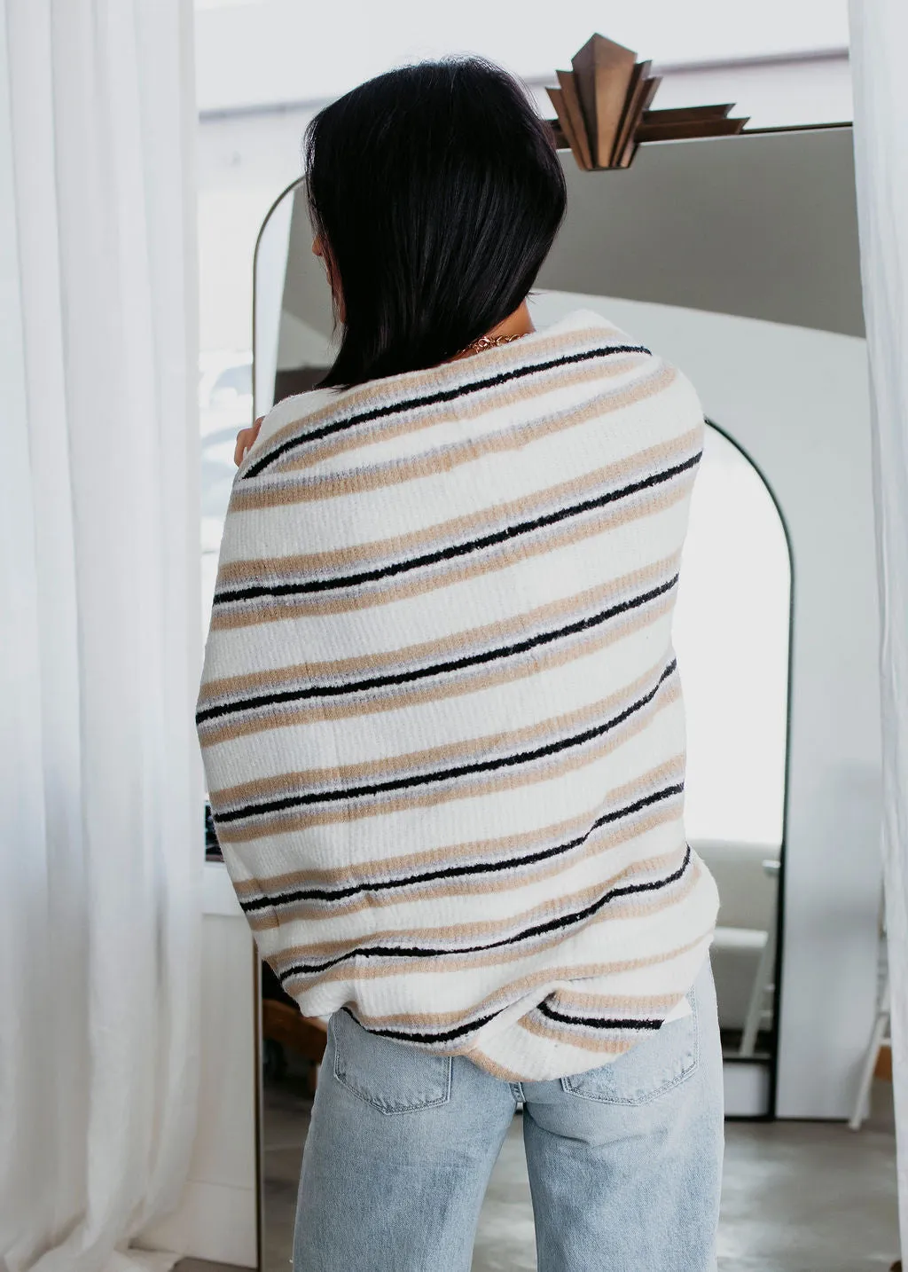 Geo Striped Shrug Cardigan