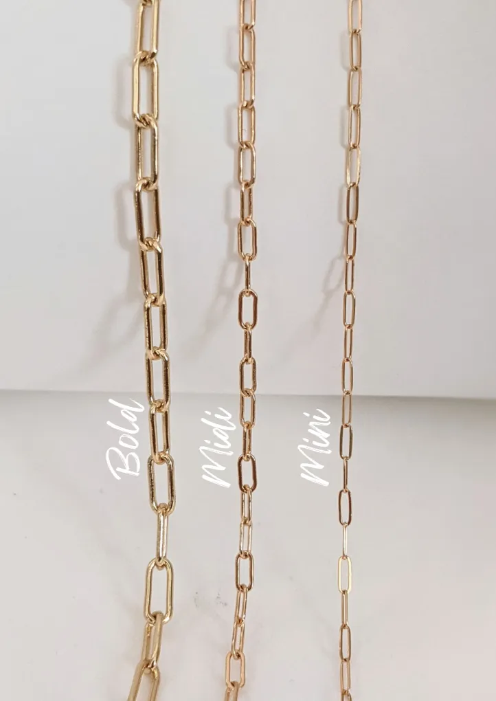 Gold Midi Paperclip Chain Necklace by Layer the Love