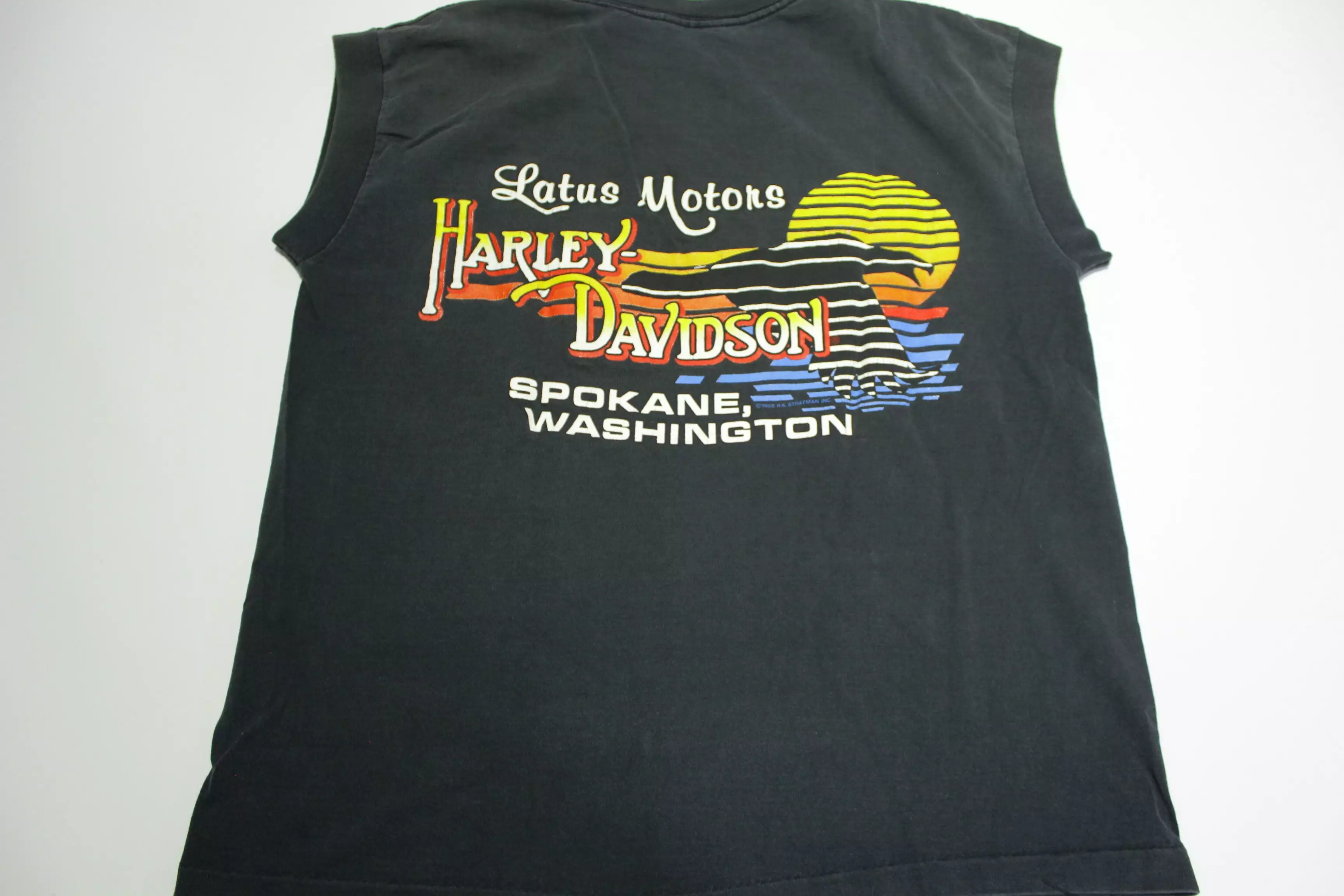 Harley Davidson Flaming Eagle Motorcycle Vintage 90's Latus 1992 USA Stratman T-Shirt